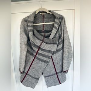 Elisabetta Collection Window Pane Plaid Alpaca Wool Blend Cardigan Sweater